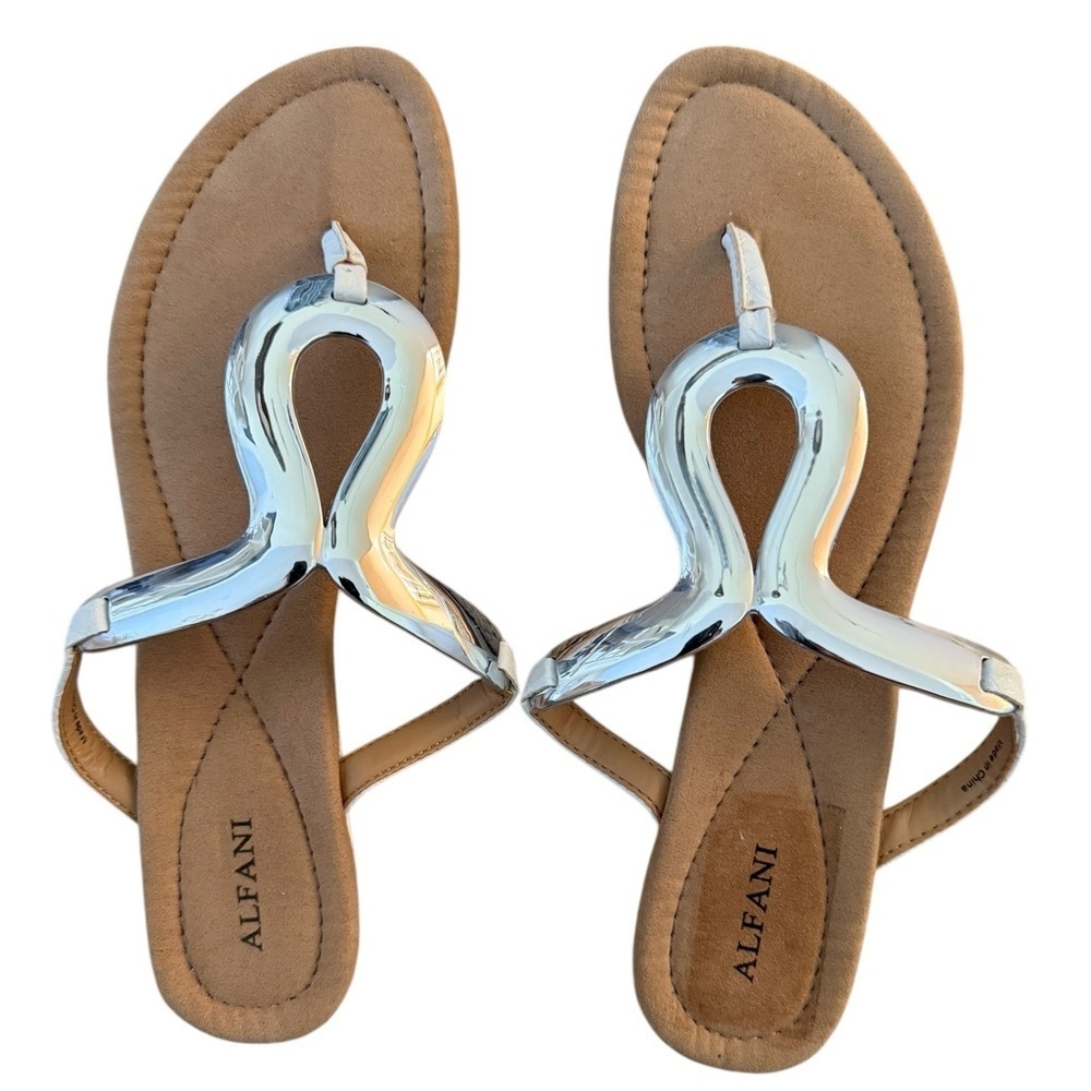 ALFANI Farynn Silver Open Toe Synthetic Wedge Sandal Women 8 M - New In Box NIB